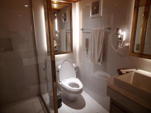 a bathroom with a toilet and a shower and a sink at Hotel Razmoni Isha Kha International in Dhaka