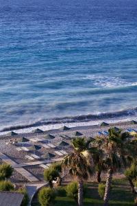 亞伊索斯的住宿－Labranda Blue Bay Resort，享有棕榈树海滩和大海的美景