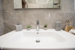 un lavabo con plantas encima en Maistros Home, en Mitikas