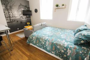a bedroom with a bed and a tv in it at Le cocon in Angoulême