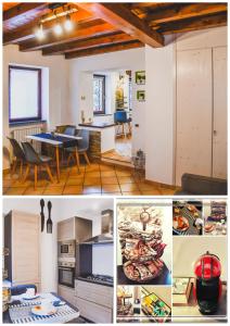 eine Collage mit Fotos von einer Küche und einem Wohnzimmer in der Unterkunft Vittoria holiday house Stresa in Stresa