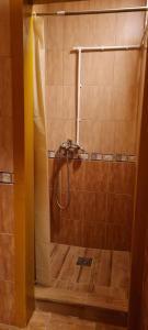 a shower in a bathroom with a shower at APARTMAN ART in Zvezdara
