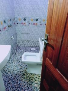 a bathroom with a toilet and a sink at Medzam Homes Spacious Newly Furnished Studio in Mombasa