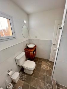 ein Bad mit einem WC und einem Waschbecken in der Unterkunft Moderno y tranquilo departamento in El Calafate