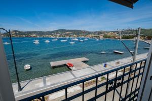 a view of a harbor with boats in the water at BD SUITES in Foça