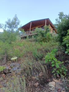 uma casa no lado de uma colina com arbustos em Hergül Holiday Village em Gazipasa