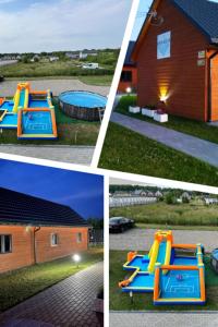 een groep van vier foto's van een speeltuin bij Domki Arkadia Mielno in Mielno