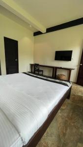 a bedroom with a bed with a tv on the wall at Ariella Mangrove & Eco Resort by Hiverooms 