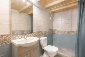 ein Bad mit einem WC und einem Waschbecken in der Unterkunft Mezzanine Apartments long-term in Budapest