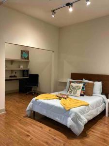 a bedroom with a large bed in a room at Heart of NRG and Medical Center in Houston