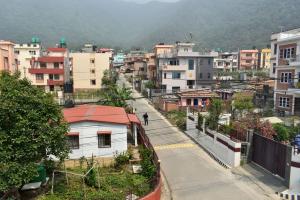 a view of a city with buildings and a street at Mount Star Homestay in Kathmandu