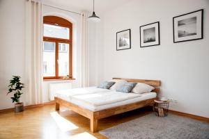 Postel nebo postele na pokoji v ubytování 1-Raum-Wohnung zentral gelegen