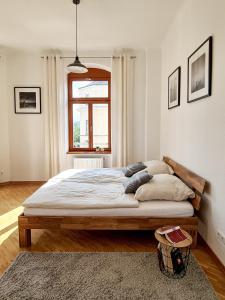 Postel nebo postele na pokoji v ubytování 1-Raum-Wohnung zentral gelegen