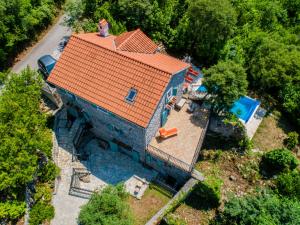 an overhead view of a house with an orange roof at Villa Toscana in Tivat