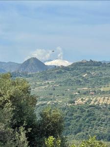 a bird flying over a green valley with mountains at Home and Relax ROOMS in Furnari