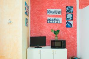 TV en la parte superior de un armario en una habitación en Casa Maria 250m From The Beach - Happy Rentals en Porto Pozzo