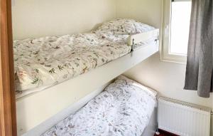 two bunk beds in a room with a window at Nice stacaravan In Tzummarum With Wifi in Tzummarum
