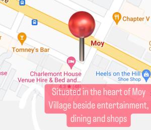 a map with a red marker on it at Charlemont House Exclusive Hire Perfect for Groups of 8 to 23 persons in Moy