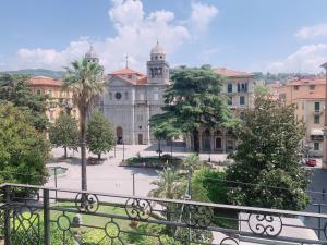 a view of a building from a balcony at Brin home in La Spezia