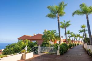 een loopbrug naar een huis met palmbomen bij Cosy flat with sea views in Santa Ursula in Santa Úrsula
