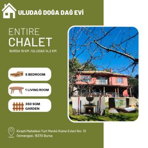 a flyer for an online chatelaine attack with a house at Chalet 20 Min Far To Uludag Ski Resort in Çekirge
