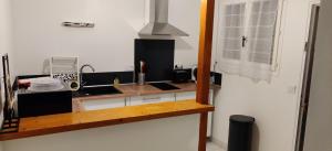 eine Küche mit einer Spüle und einer Arbeitsplatte in der Unterkunft Studio Bis Proche centre ville et Canal à Montargis in Montargis