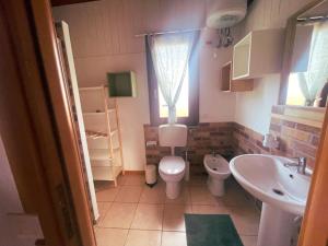 La petite salle de bains est pourvue de toilettes et d'un lavabo. dans l'établissement Casetta Madre Vita, à Belvedere