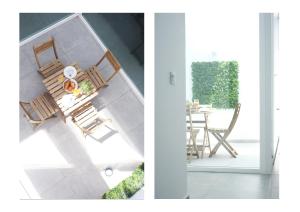 two views of a room with a table and chairs at Karma Famara 2 25m del mar in Famara