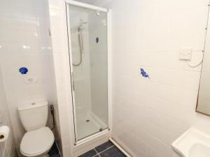 a bathroom with a toilet and a shower at 16 Seaspray in Truro