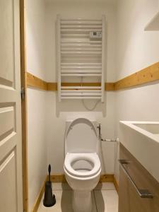 a small bathroom with a toilet and a sink at Proche de la vieille ville et des plages, et parking GRATUIT ! in Antibes