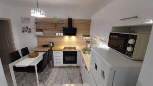 a small kitchen with a counter and a sink at Apartment CONTE in Grebaštica