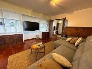 a living room with a couch and a flat screen tv at Casa Carrillo in Santa Cruz de la Palma