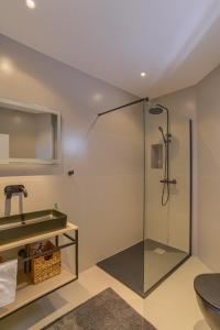 a bathroom with a shower and a sink at Luxury Nest Maretta & Oliva in Korčula