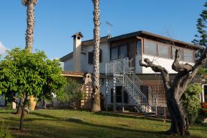 a house with palm trees in front of it at Villa del Ruach in Merine