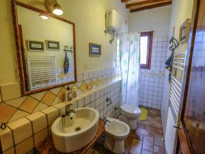 チェルタルドにあるApartment Podere La Torre-4 by Interhomeの洗面台、トイレ、鏡のあるバスルーム