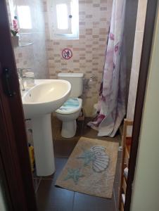 un piccolo bagno con lavandino e servizi igienici di Digkas appartment a Agia Triada