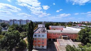 an aerial view of a building in a city at Apartment Tiraspol Center in Tiraspol