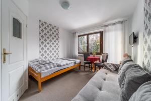 ein Wohnzimmer mit einem Sofa und einem Fenster in der Unterkunft Willa Kaliniec in Karpacz