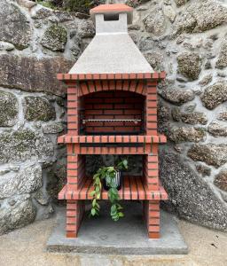 a small brick oven with a plant on it at Casa da Quinta Costa D'Além Gerês in Terras de Bouro