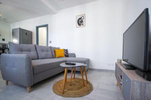 TV a/nebo společenská místnost v ubytování L'As de Carreaux