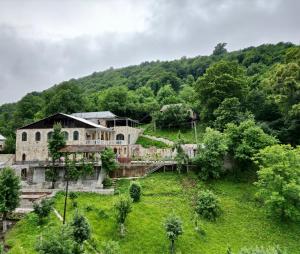 an old house on a hill in a field at Amrots Deghceni - Boutique Castle Stay in Dilijan