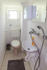 a bathroom with a toilet and a sink at Odmor pored Drine in Bajina Bašta