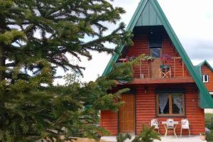 a wooden house with a green roof at Durmitor Chill Chalet in Žabljak