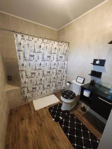 łazienka z toaletą i umywalką w obiekcie StoneSide Villa w mieście Providenciales