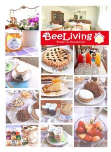 uma colagem de fotos de comida e sobremesas em BeeLiving Room&Breakfast em Riccione