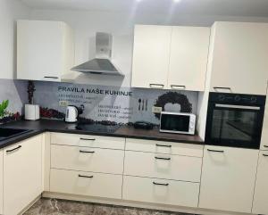 Kuchyň nebo kuchyňský kout v ubytování Apartmani LU&LO