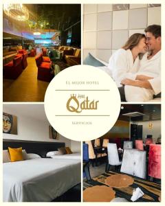 un collage de photos d'un hôtel avec une mariée et un marié dans l'établissement Hotel Qatar Cali, à Cali