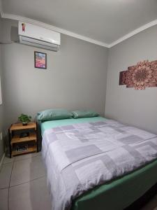 1 Schlafzimmer mit einem Bett und Klimaanlage in der Unterkunft Cantinho Verde in Santa Maria