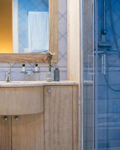 y baño con lavabo y ducha. en ACCADEMIA VINE LODGE, en Capriva del Friuli