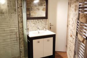 a bathroom with a sink and a shower at Charmant duplex en centre-ville in Le Mans